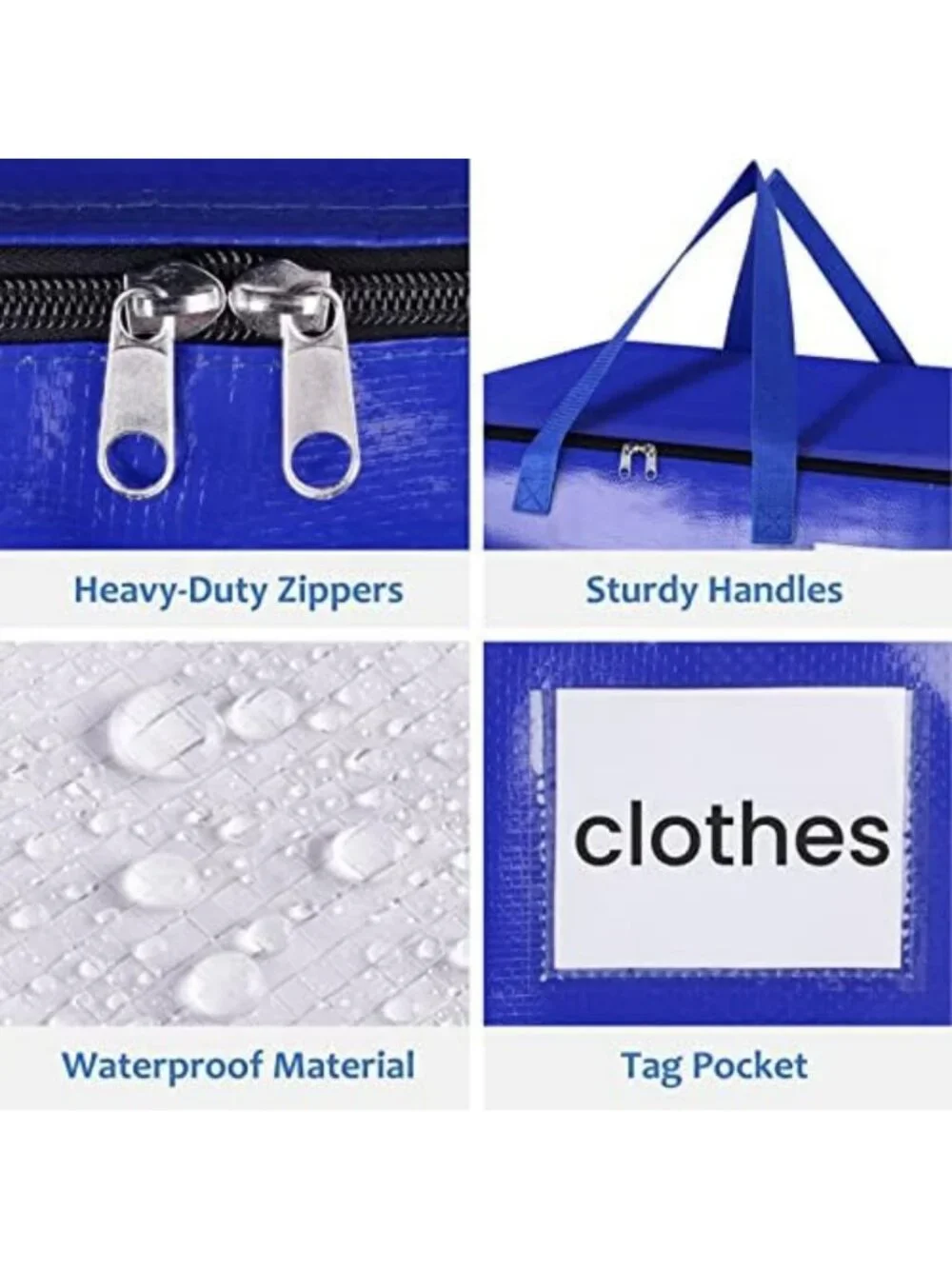Heavy Duty Moving Bags with Sturdy Handles & Zippers - Space-Saving Storage